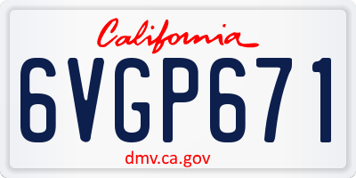 CA license plate 6VGP671