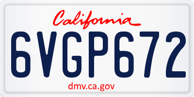 CA license plate 6VGP672