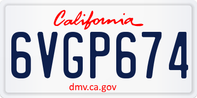 CA license plate 6VGP674