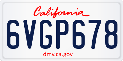 CA license plate 6VGP678