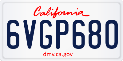 CA license plate 6VGP680