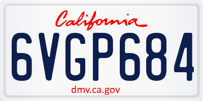 CA license plate 6VGP684