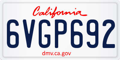 CA license plate 6VGP692