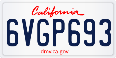 CA license plate 6VGP693