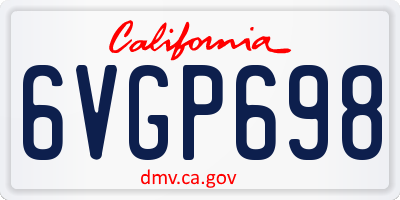 CA license plate 6VGP698