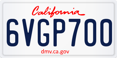 CA license plate 6VGP700