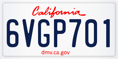 CA license plate 6VGP701