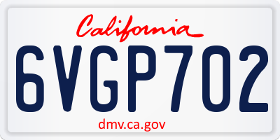 CA license plate 6VGP702