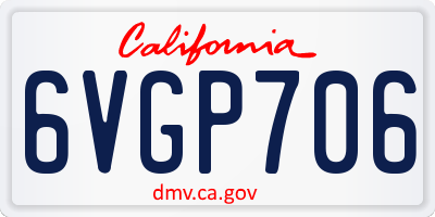 CA license plate 6VGP706