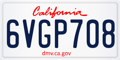 CA license plate 6VGP708