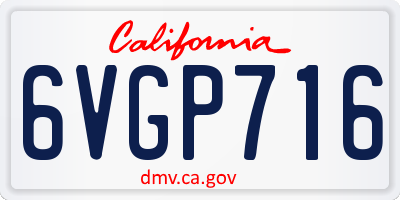 CA license plate 6VGP716