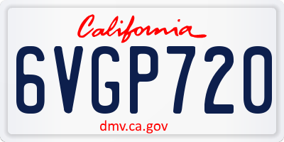 CA license plate 6VGP720