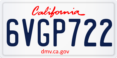 CA license plate 6VGP722