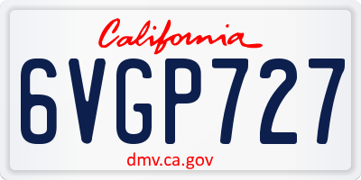 CA license plate 6VGP727