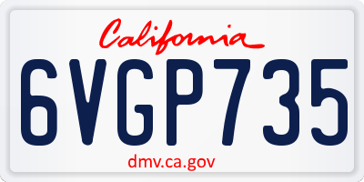 CA license plate 6VGP735