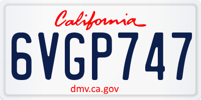 CA license plate 6VGP747