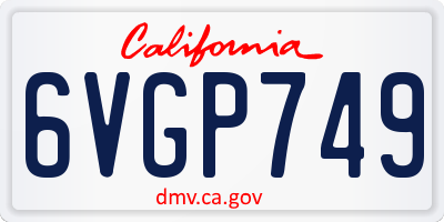 CA license plate 6VGP749
