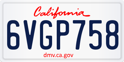 CA license plate 6VGP758