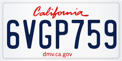 CA license plate 6VGP759