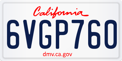 CA license plate 6VGP760