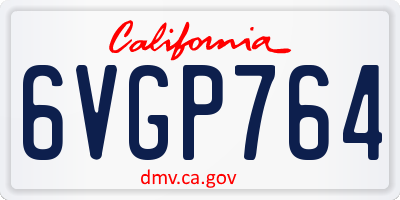 CA license plate 6VGP764