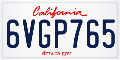 CA license plate 6VGP765
