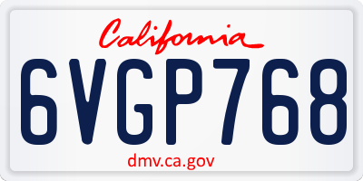 CA license plate 6VGP768