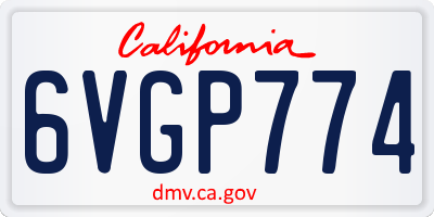 CA license plate 6VGP774