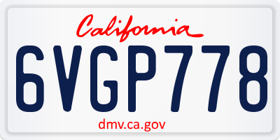 CA license plate 6VGP778