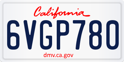 CA license plate 6VGP780