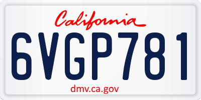 CA license plate 6VGP781