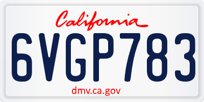 CA license plate 6VGP783