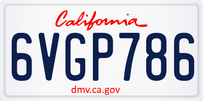CA license plate 6VGP786