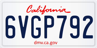 CA license plate 6VGP792