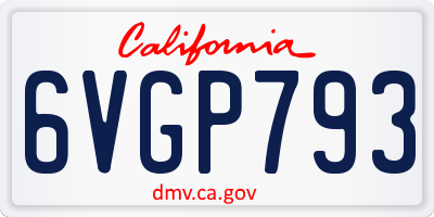 CA license plate 6VGP793