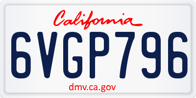 CA license plate 6VGP796