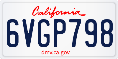 CA license plate 6VGP798