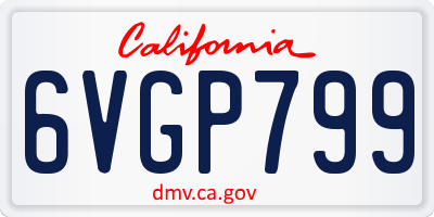 CA license plate 6VGP799