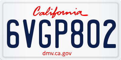 CA license plate 6VGP802