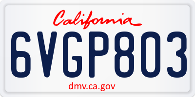 CA license plate 6VGP803