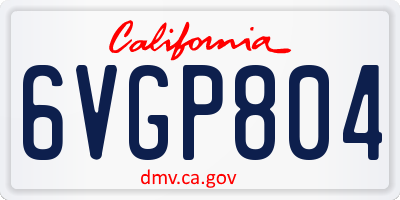 CA license plate 6VGP804
