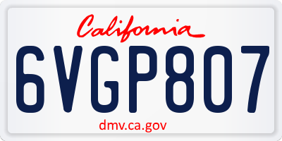 CA license plate 6VGP807