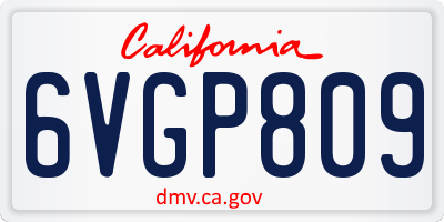 CA license plate 6VGP809