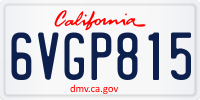 CA license plate 6VGP815