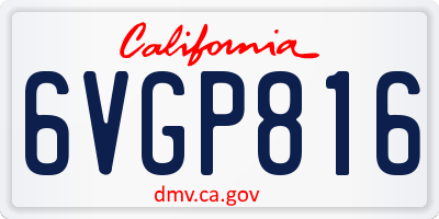 CA license plate 6VGP816