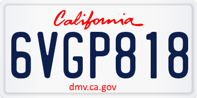 CA license plate 6VGP818