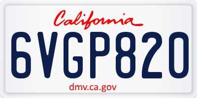 CA license plate 6VGP820