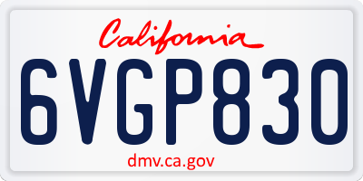 CA license plate 6VGP830