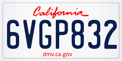 CA license plate 6VGP832