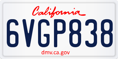 CA license plate 6VGP838